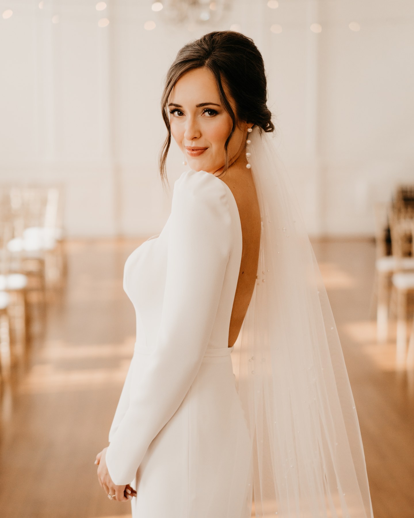 Bride in open-back gown